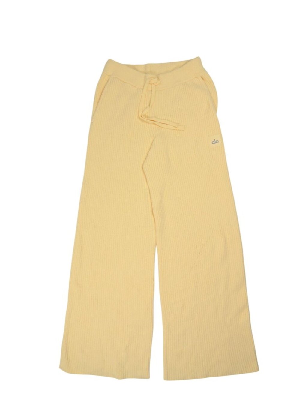 ALO Yoga Snuggle Up Sweater High-Waist Wide Leg Pant in Candlelight Yellow